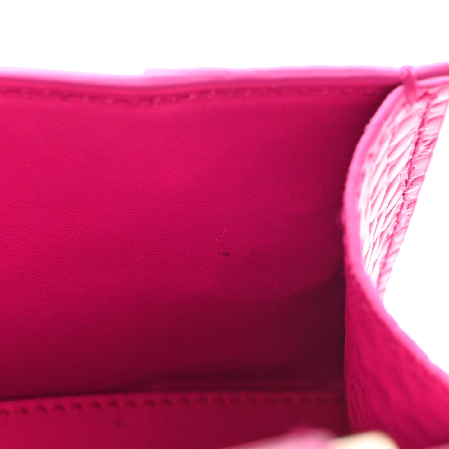 Shiny Calfskin Crocodile Embossed Hourglass Top Handle Bag XS Lipstick Pink