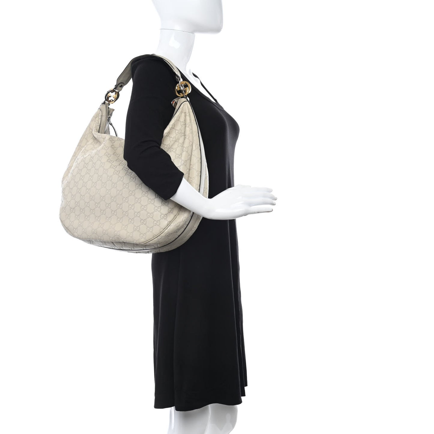 Guccissima Large GG Twins Hobo Off White