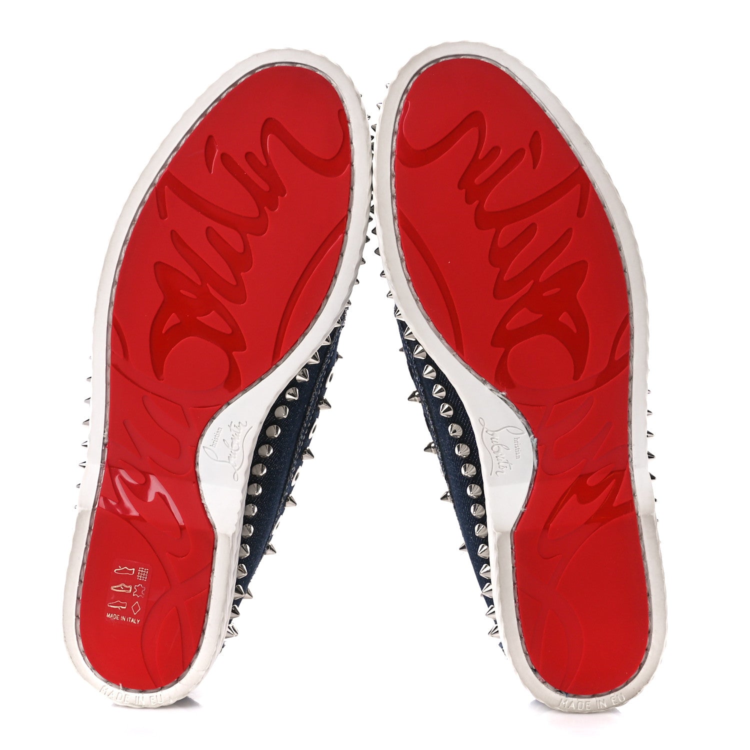 Christian Louboutin Denim Yacht Spikes Loafers 40 Blue 1361629