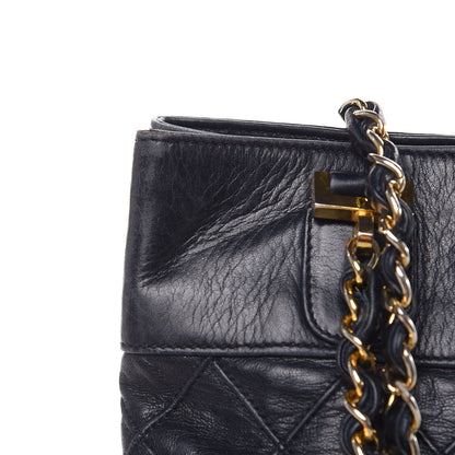 Chanel Lambskin Stitched Shopper Tote Navy 14 of 19