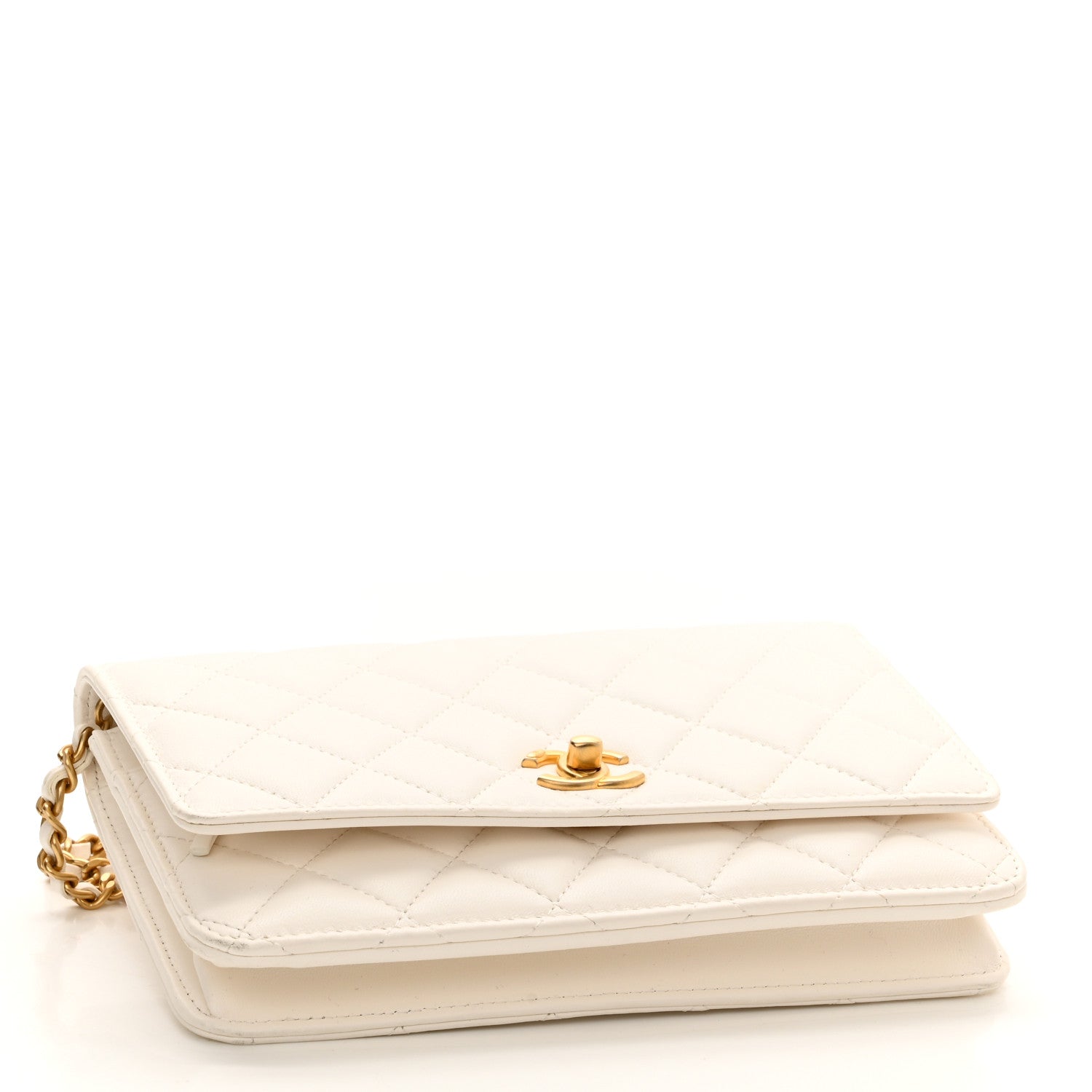Chanel Lambskin Quilted CC Pearl Crush Wallet on Chain WOC White 6 of 25