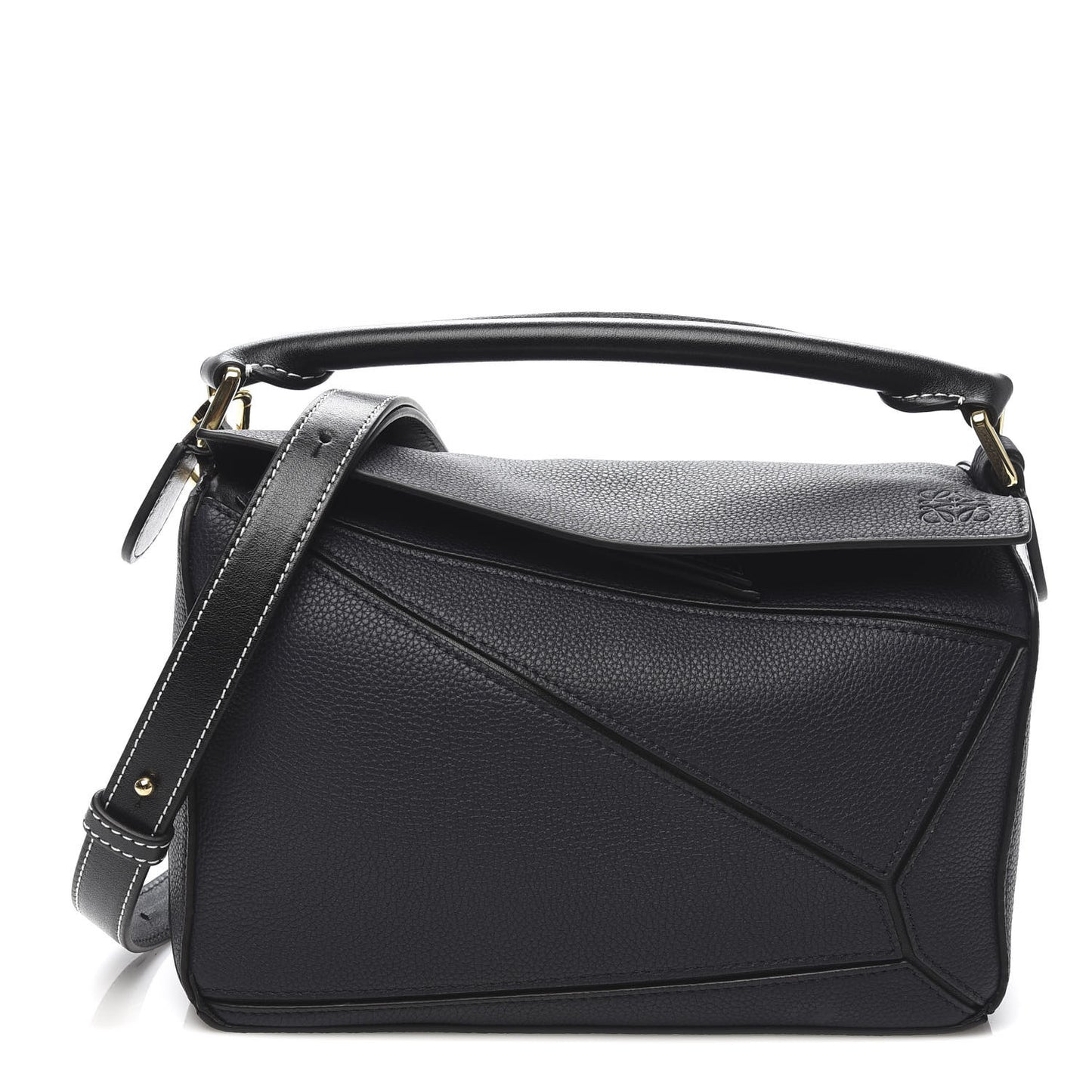 Calfskin Small Puzzle Bag Midnight Blue Black