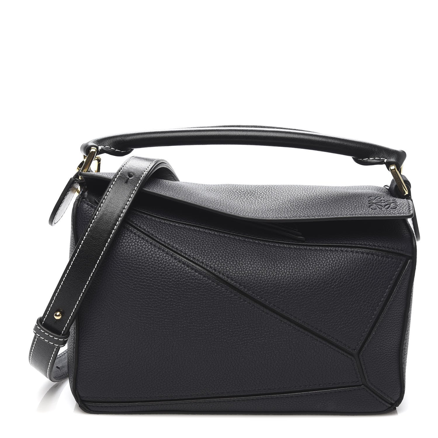 Loewe Calfskin Small Puzzle Bag Midnight Blue Black 1 of 9