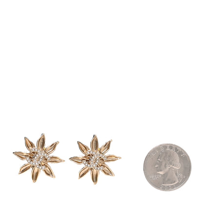 Chanel Crystal CC Flower Earrings Gold 2 of 4