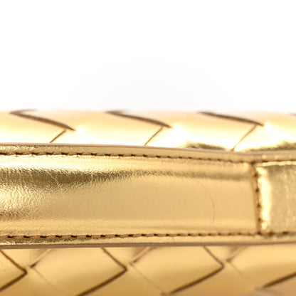 Bottega Veneta Metallic Lambskin Intrecciato Long Andiamo Top Handle Clutch Gold 12 of 12