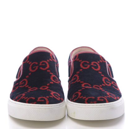 Gucci Terry Cloth Miro Soft Calfskin GG Monogram Mens Dublin Slip On Sneakers 12 Blue Red Hibiscus Red 2 of 12