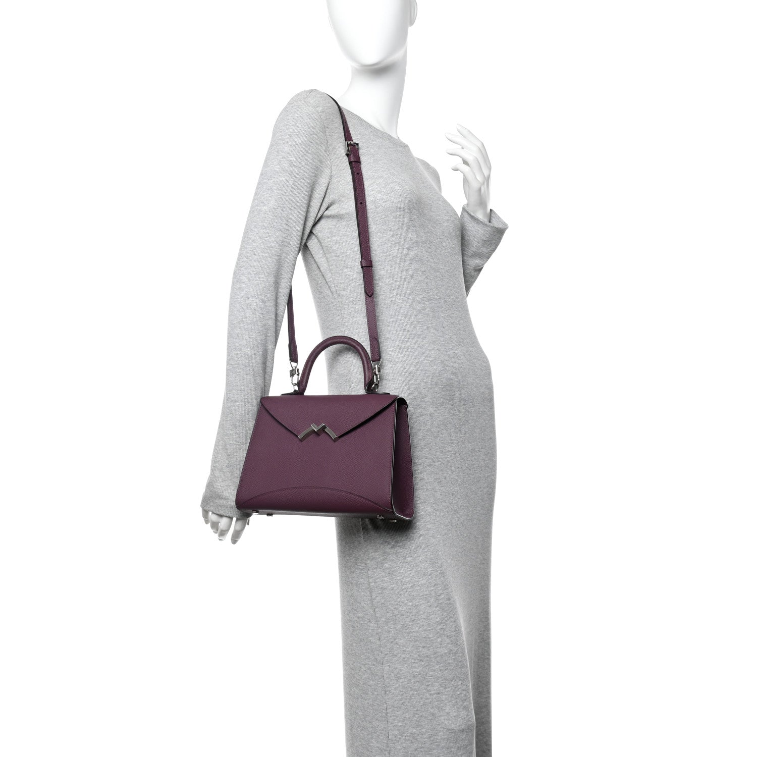 Moynat Carat Calfskin Gabrielle PM Eggplant 2 of 14