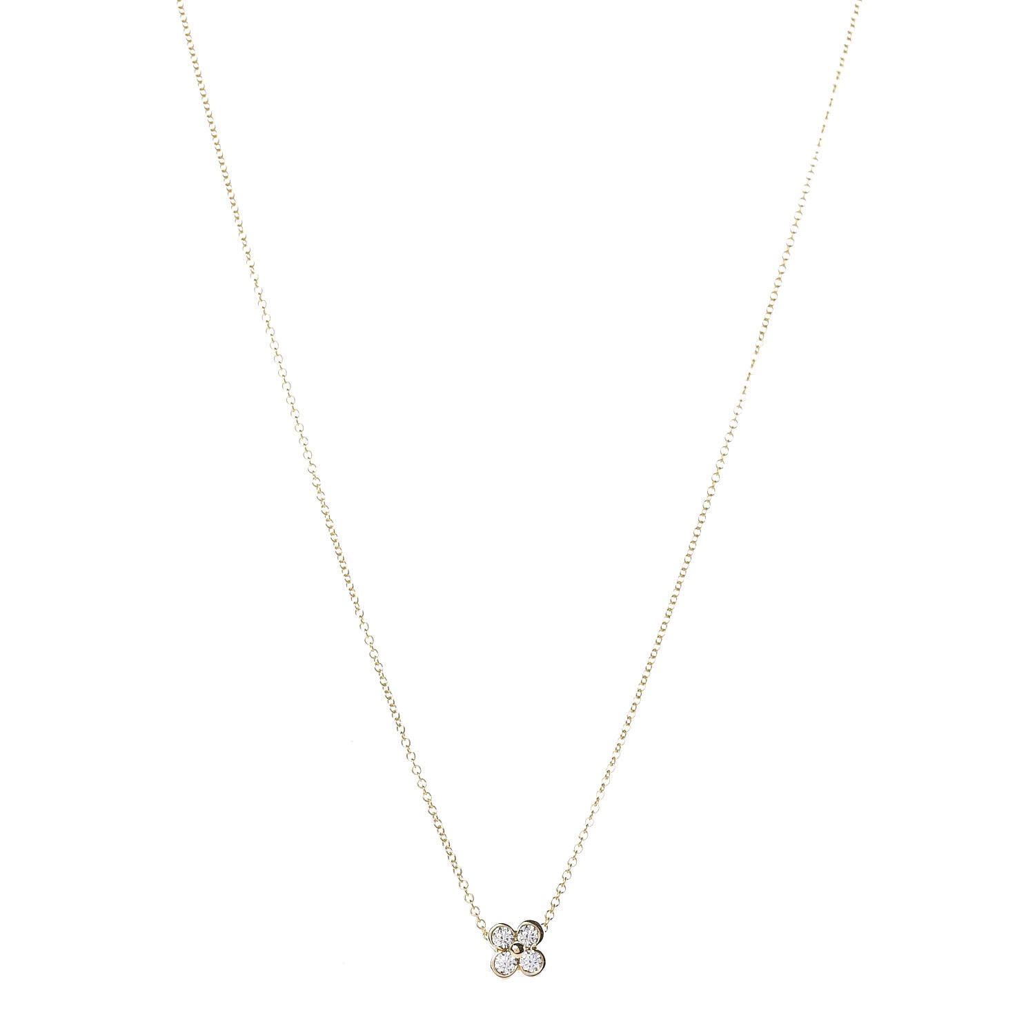 Tiffany 18K Yellow Gold Diamond Flower Pendant Necklace 1 of 6