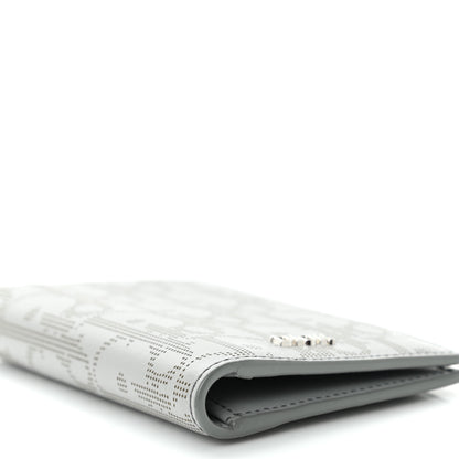 Christian Dior Calfskin Perforated Oblique Bi-Fold Card Holder Grey 8 of 10