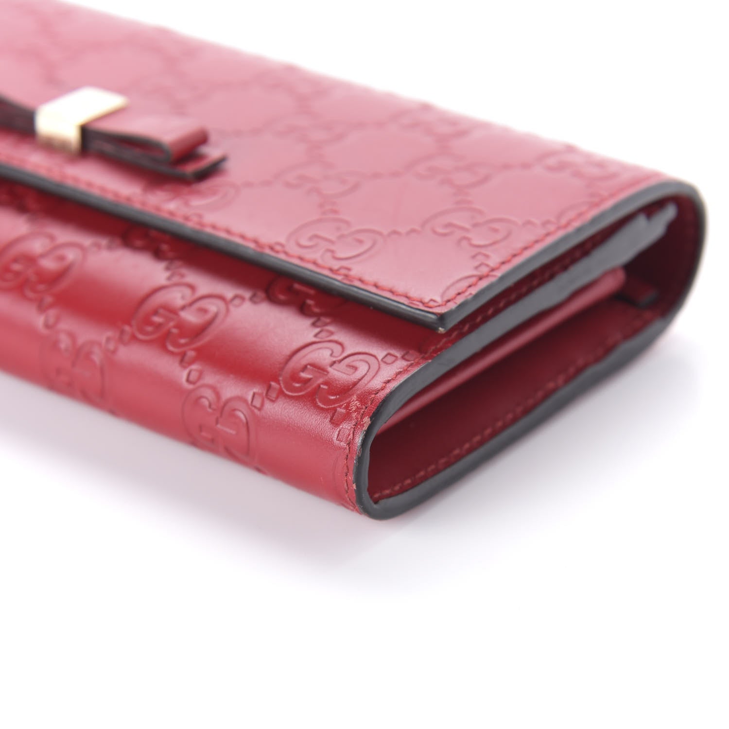 Gucci Guccissima Bow Continental Wallet Hibiscus Red 7 of 11