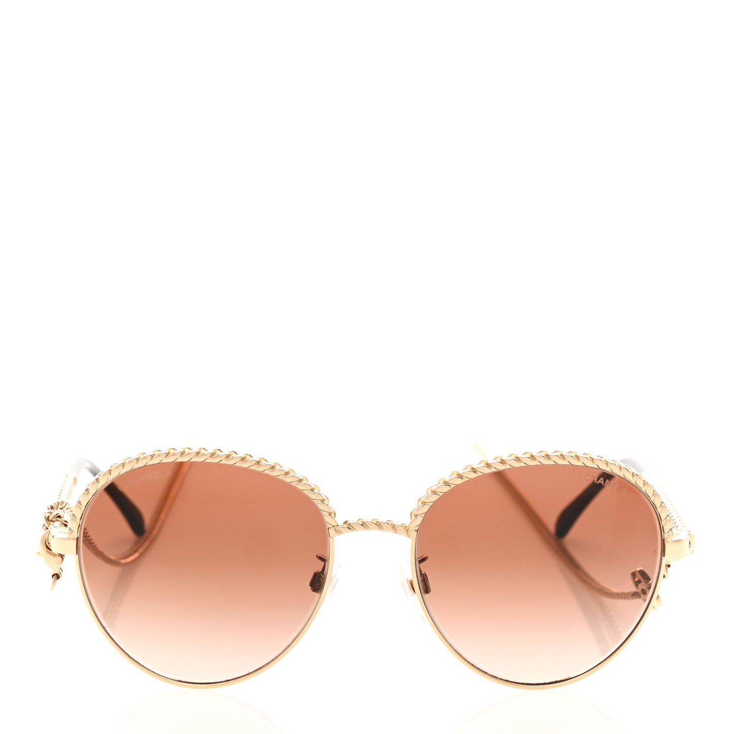 Metal Chain Pantos Sunglasses 4242 Gold Brown