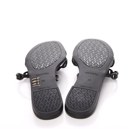 Hermes Rubber Chaine d'Ancre Rivage Sandals 36 Black 5 of 8