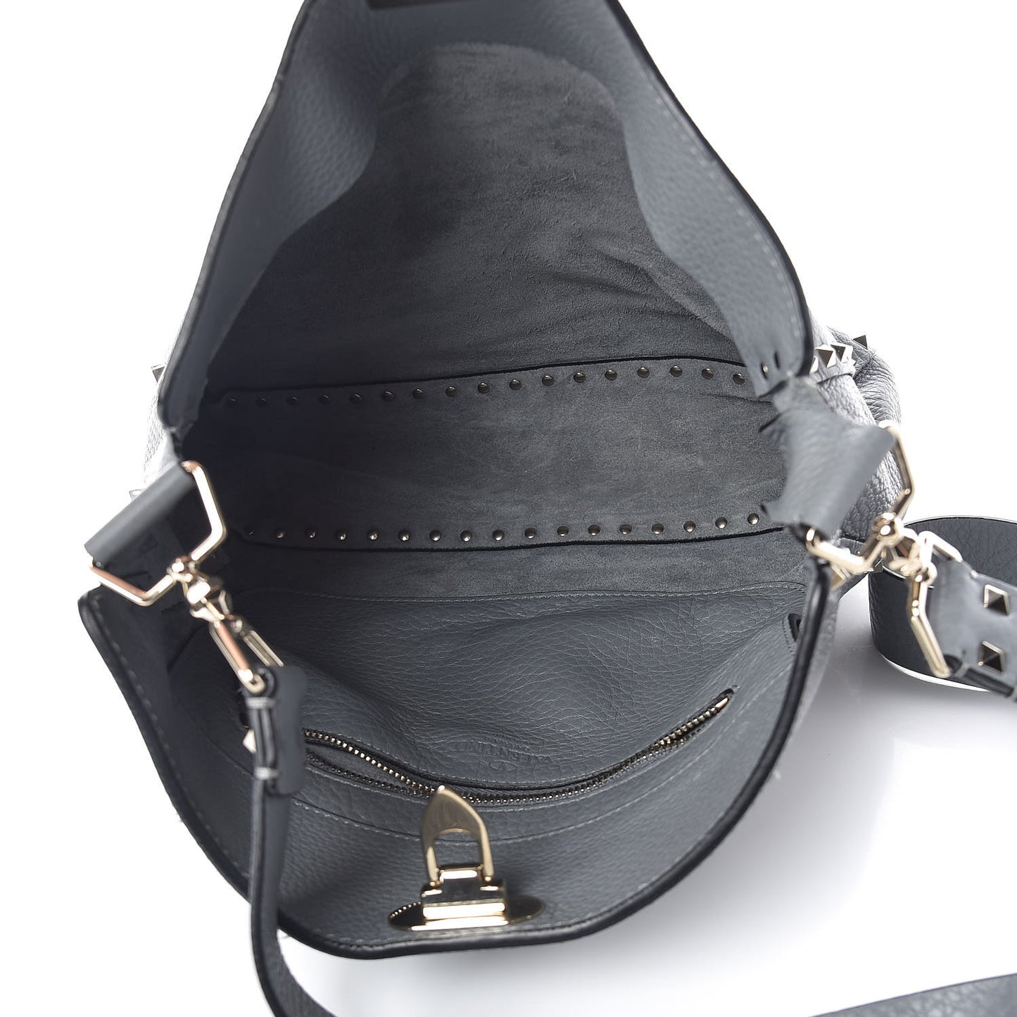 Pebbled Calfskin Large Rockstud Flip-Lock Messenger Bag Light Stone