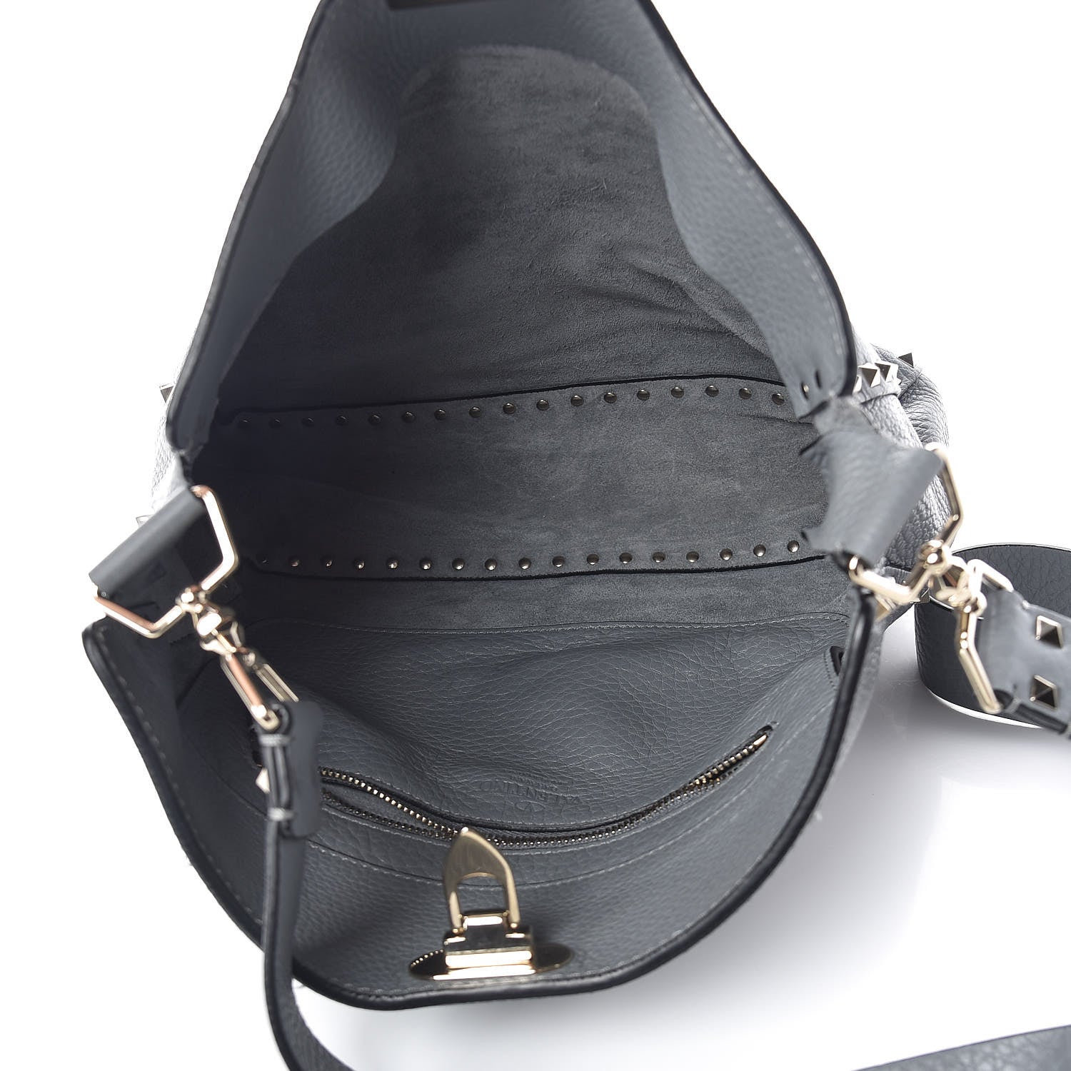 Valentino Garavani Pebbled Calfskin Large Rockstud Flip-Lock Messenger Bag Light Stone 5 of 15