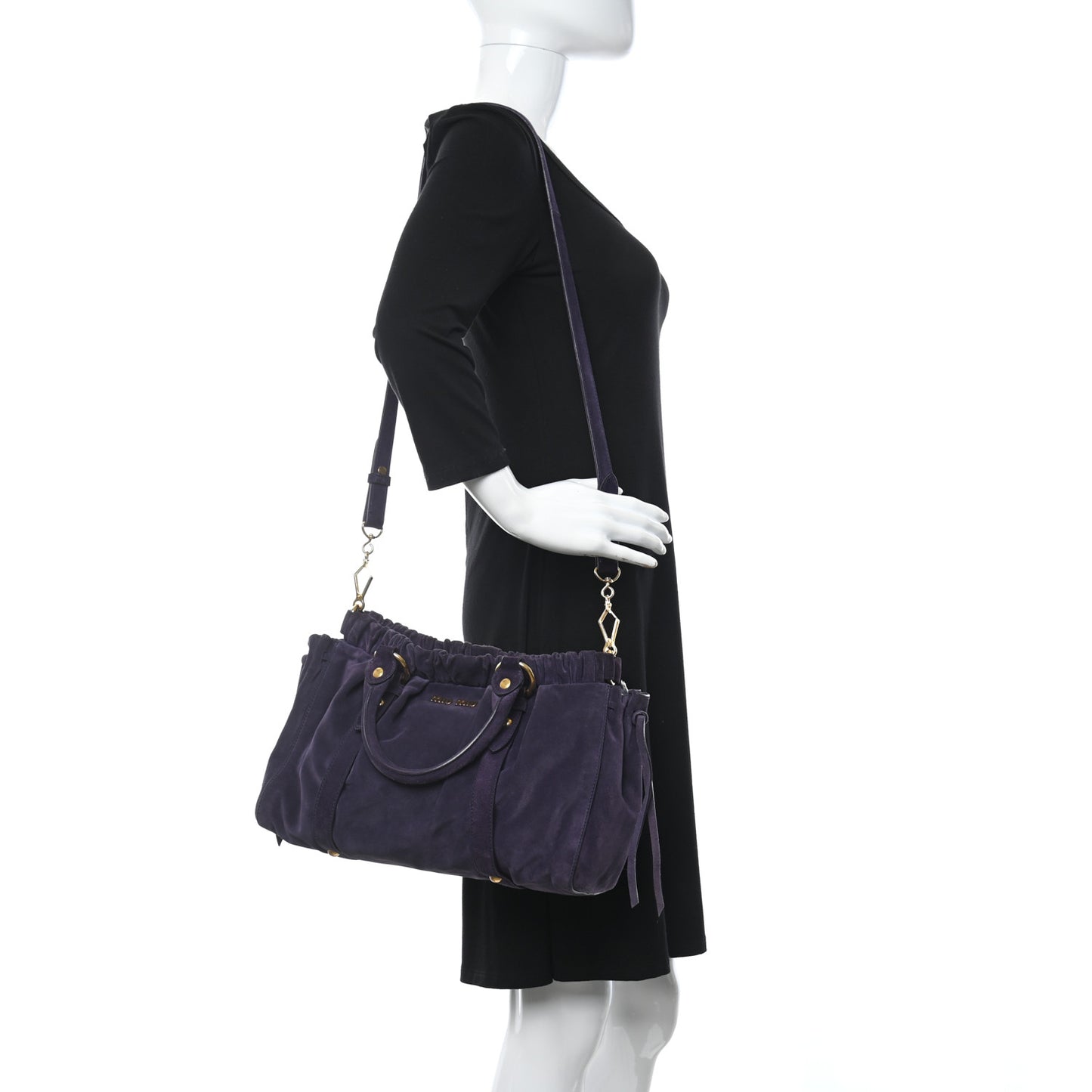 Suede Top Handle Satchel Purple