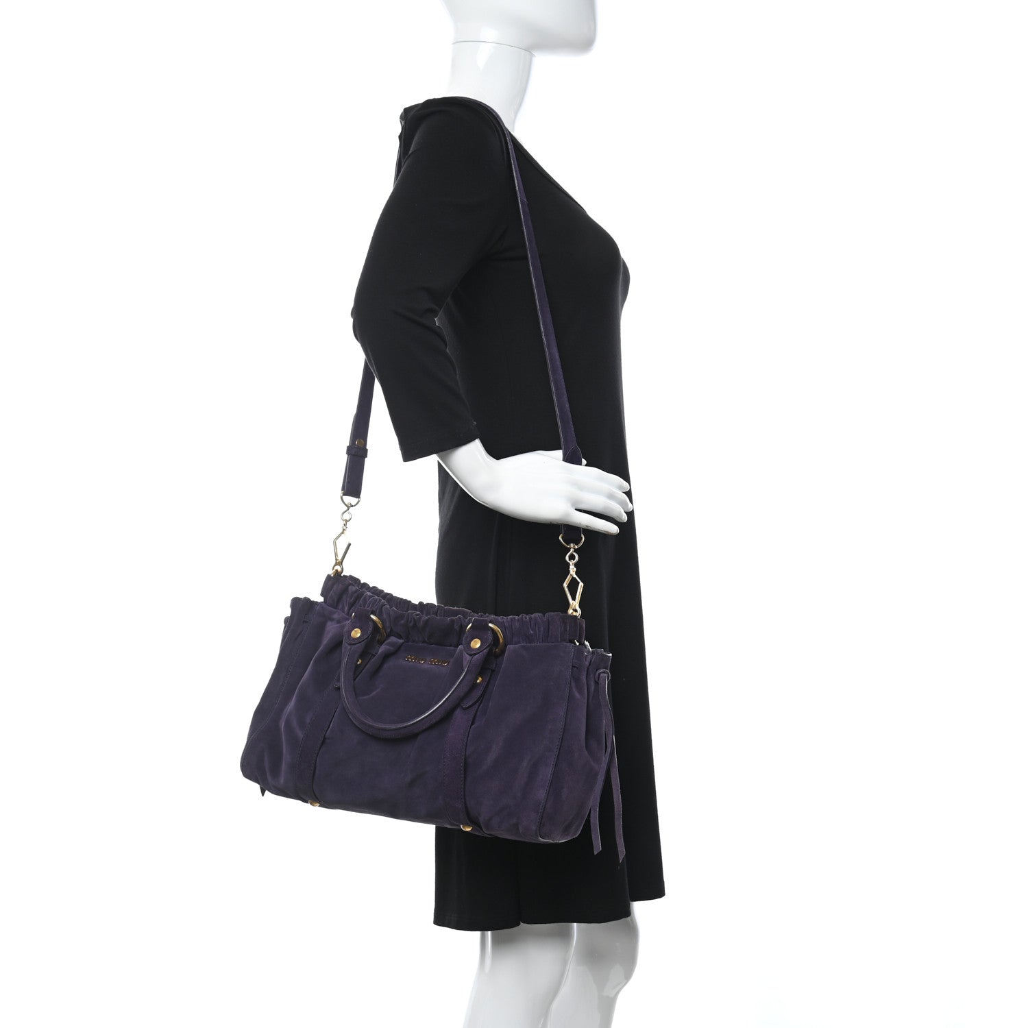 Miu Miu Suede Top Handle Satchel Purple 2 of 11