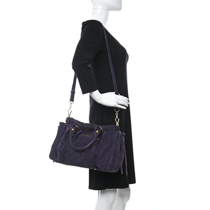 Miu Miu Suede Top Handle Satchel Purple 2 of 11