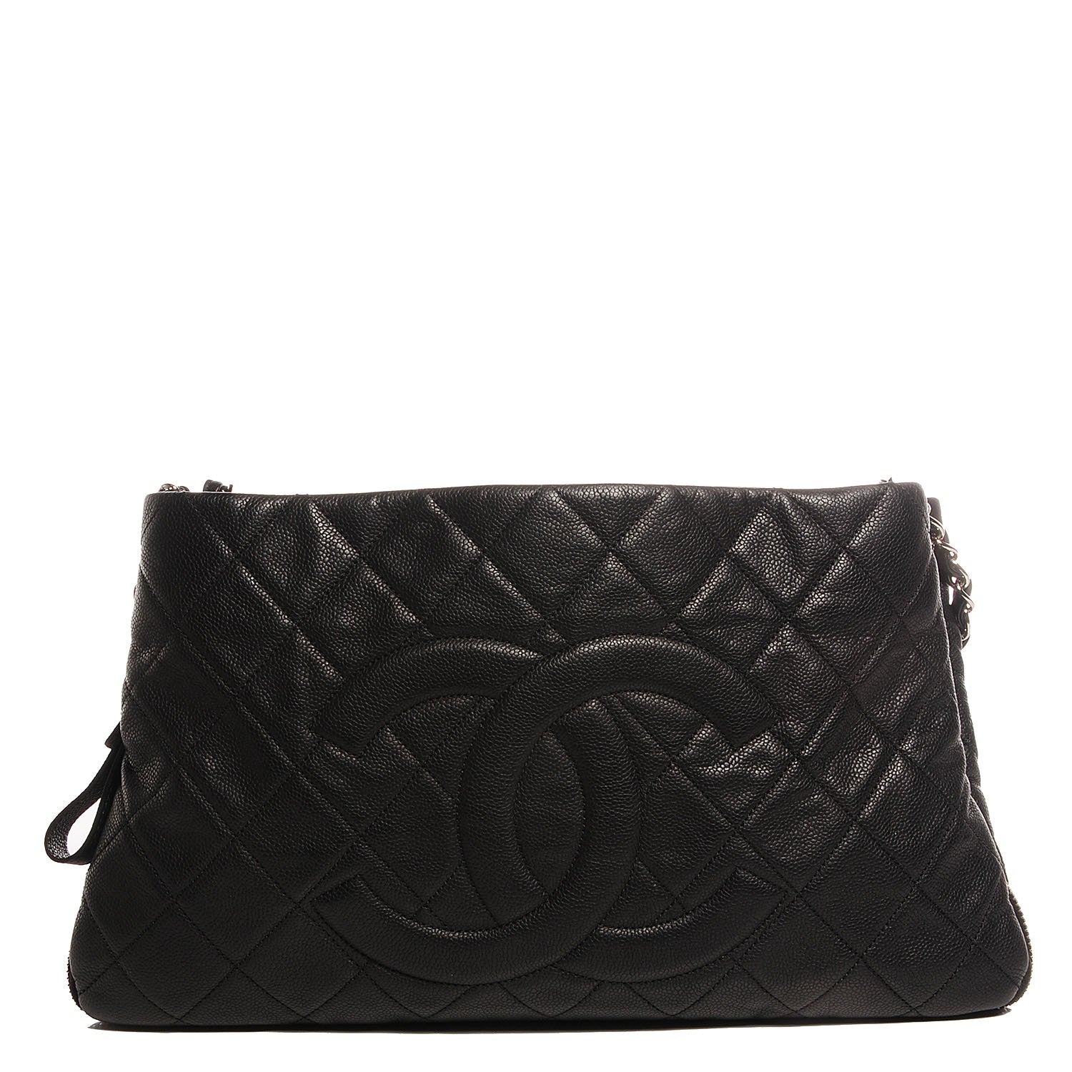 Chanel Caviar Expandable Zip Shoulder Bag Black 1 of 8