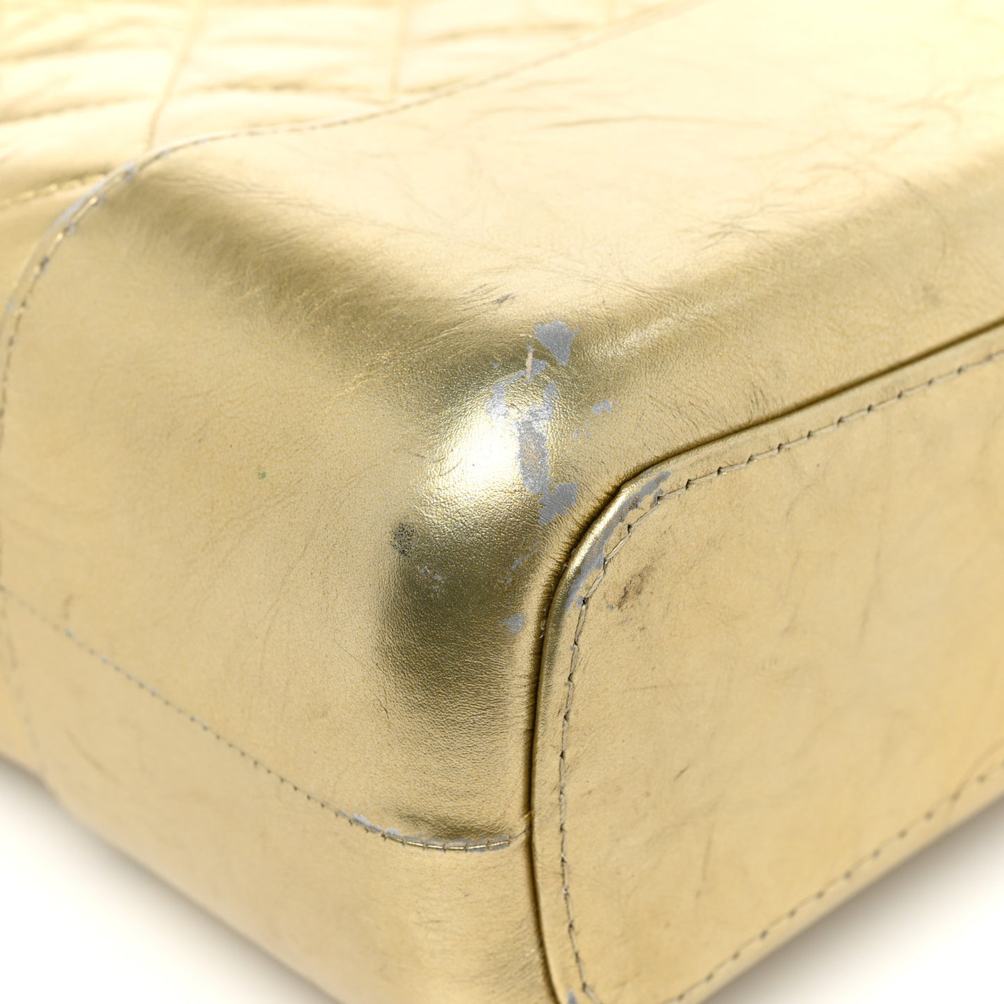Metallic Lambskin Calfskin Quilted Medium Gabrielle Hobo Gold