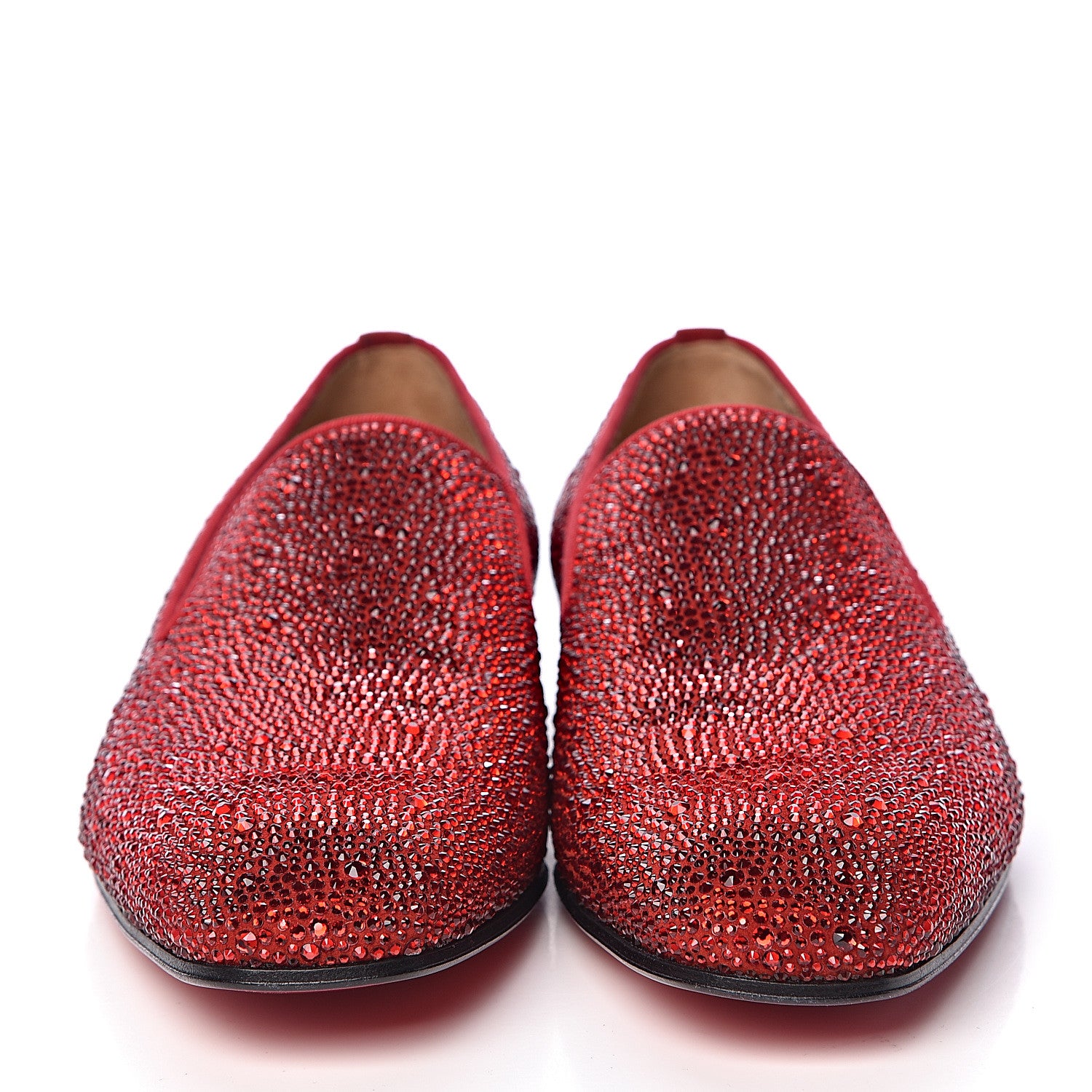 Christian Louboutin Strass Veau Velours Mens Dandelion Flat Loafers 42.5 Red 2 of 10