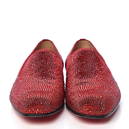 Christian Louboutin Strass Veau Velours Mens Dandelion Flat Loafers 42.5 Red 2 of 10