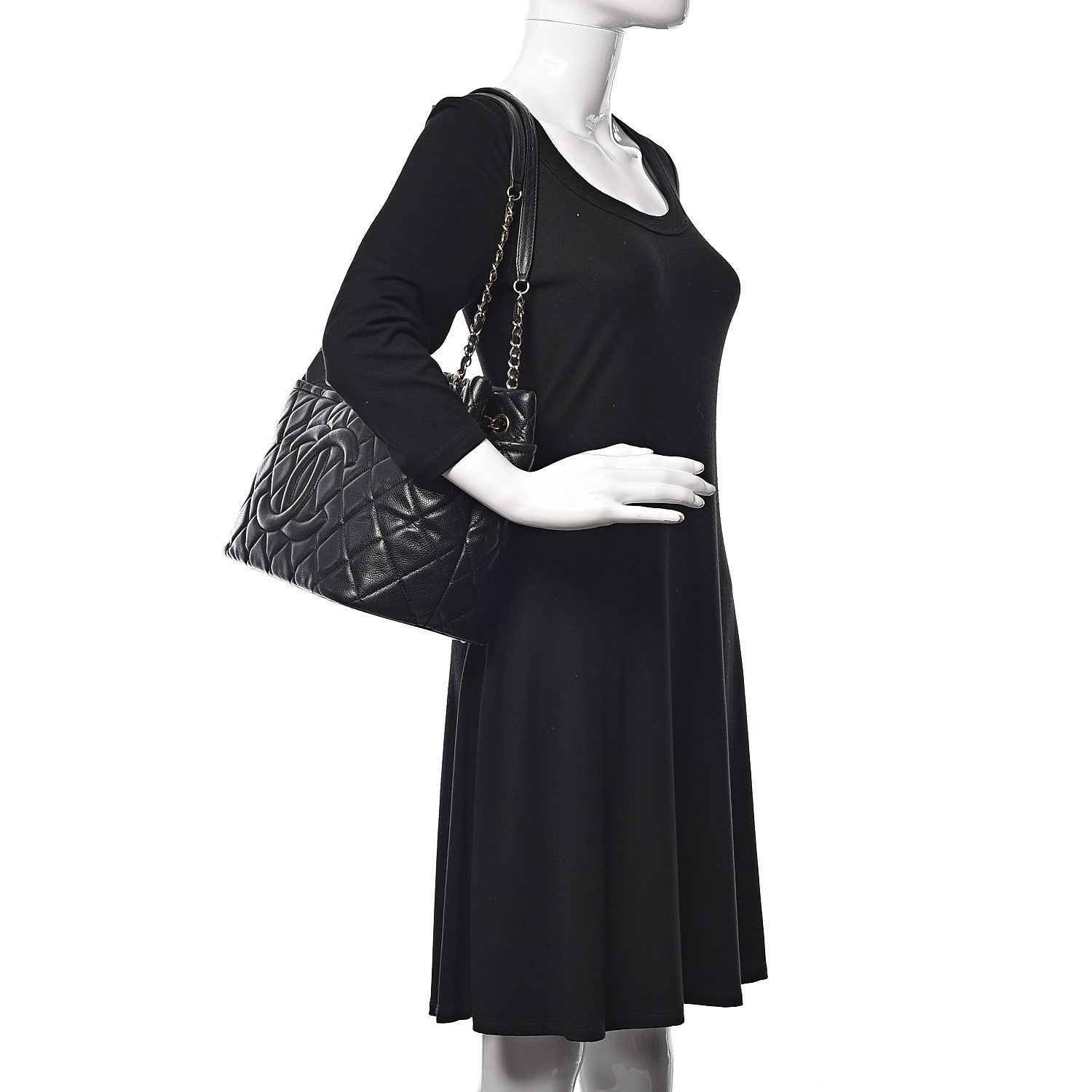 Chanel Caviar Quilted Small Shopping Tote Black 2 of 10