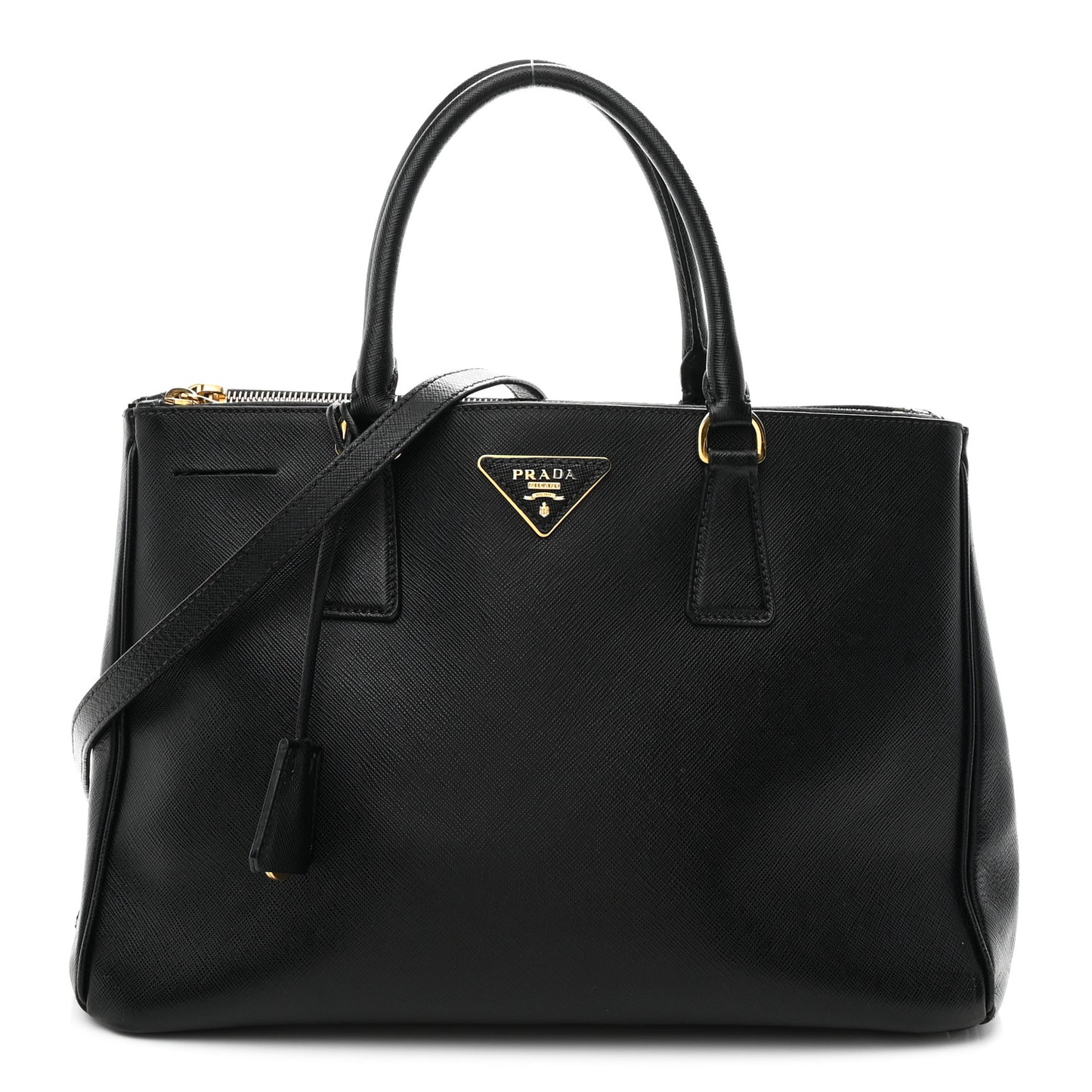 Saffiano Medium Galleria Double Zip Tote Black