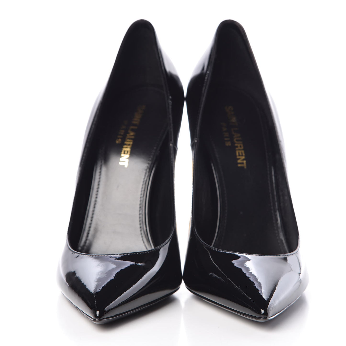 Patent Calfskin Opyum 110 Pumps 38 Black Gold
