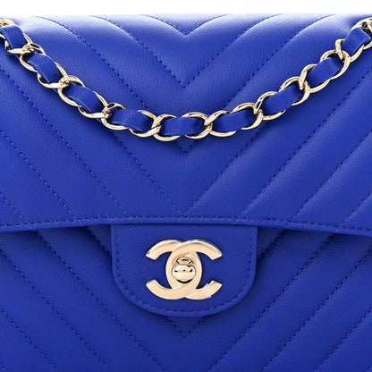 Chanel Caviar Chevron Quilted Small Double Flap Blue 8 of 11