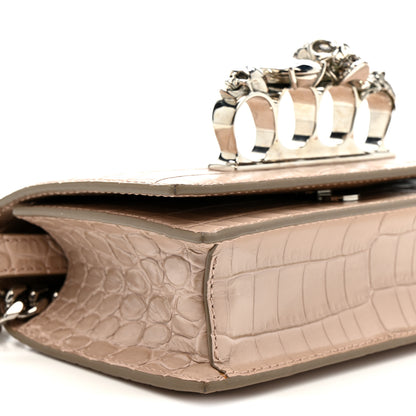 Alexander McQueen Calfskin Crocodile Embossed Mini Jeweled Satchel Sand 19 of 23