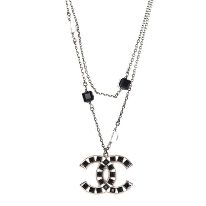 Chanel Ruthenium Baguette Crystal CC Necklace Black 1 of 6