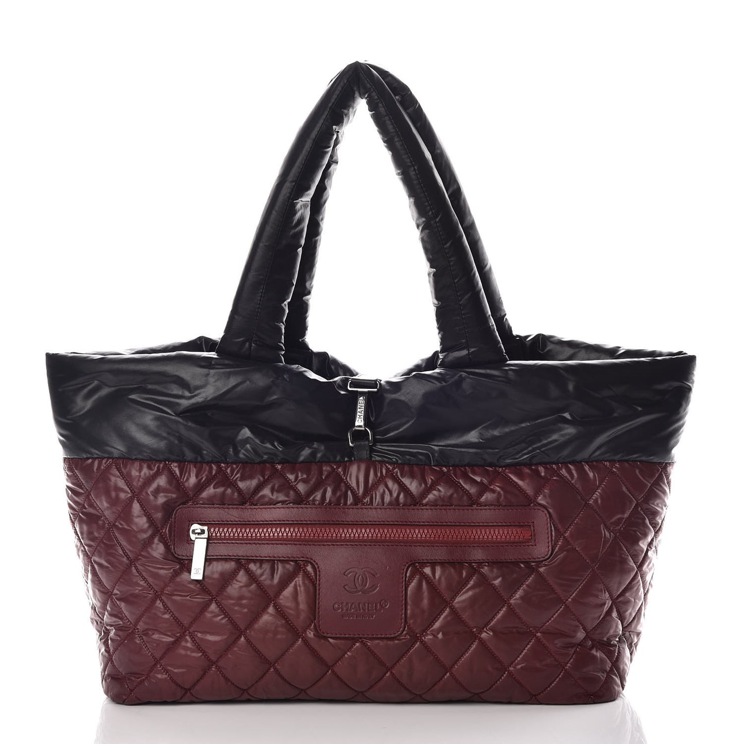 Nylon Quilted Medium Coco Cocoon Reversible Tote Black