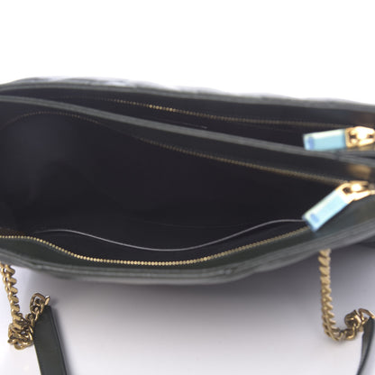 Saint Laurent Grain de Poudre Matelasse Chevron Medium Tribeca Shopping Bag Vert Fonce 6 of 10