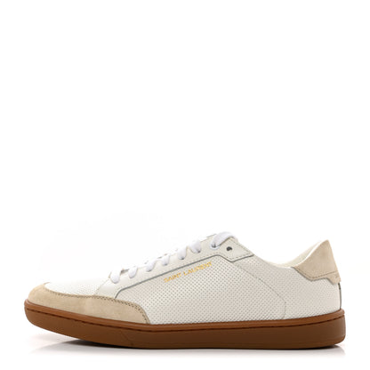 Saint Laurent Calfskin Perforated Suede SL10 Court Classic Low Top Sneakers 37 White 1 of 9