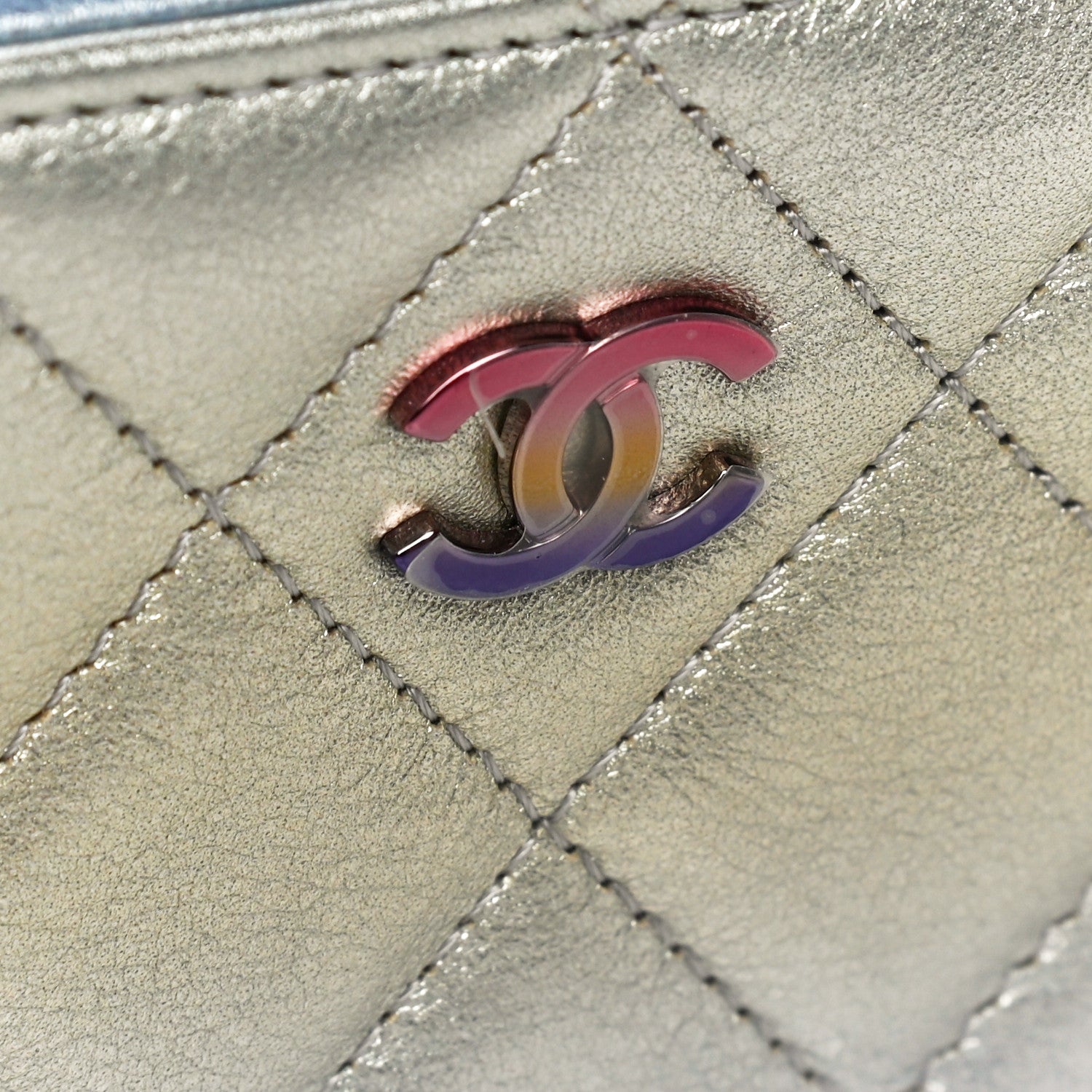 Chanel Metallic Gradient Calfskin Quilted Camera Case Blue Yellow Purple 9 of 15