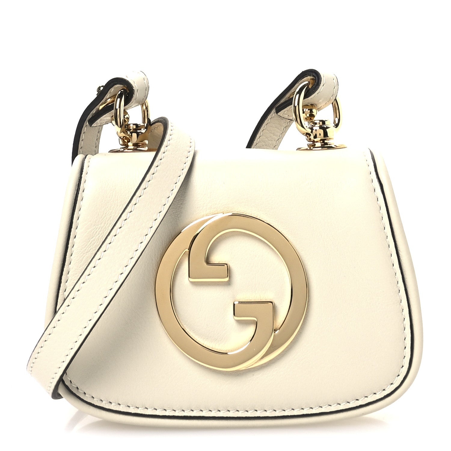 Gucci Roxy Calfskin Blondie Card Case Wallet with Strap Mystic White 1 of 11