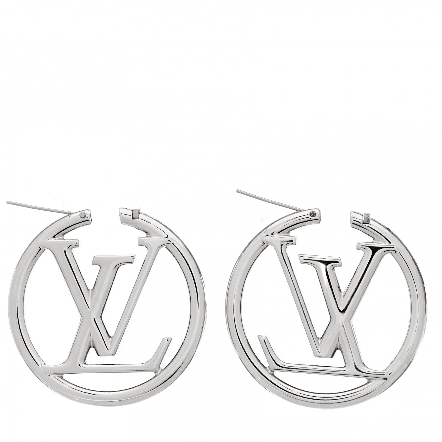 Louis Vuitton Palladium Louise Hoop Earrings Silver 4 of 4