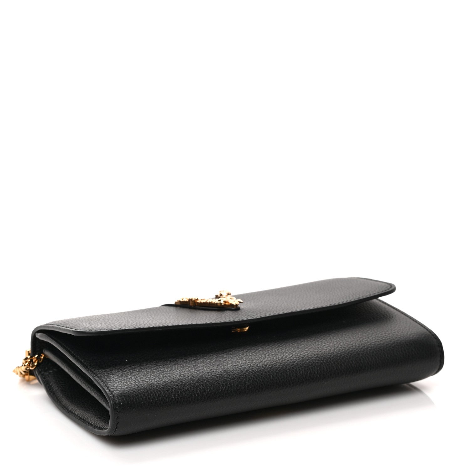 Versace Grained Calfskin Virtus Wallet On Chain Black 4 of 8