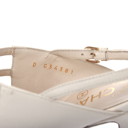 Chanel Lambskin Pearl Open Toe Caged Sandals 36 Ivory 10 of 11