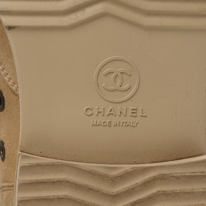 Chanel Toile Suede Calfskin CC Lace Up Short Boots 39 Light Beige 7 of 10