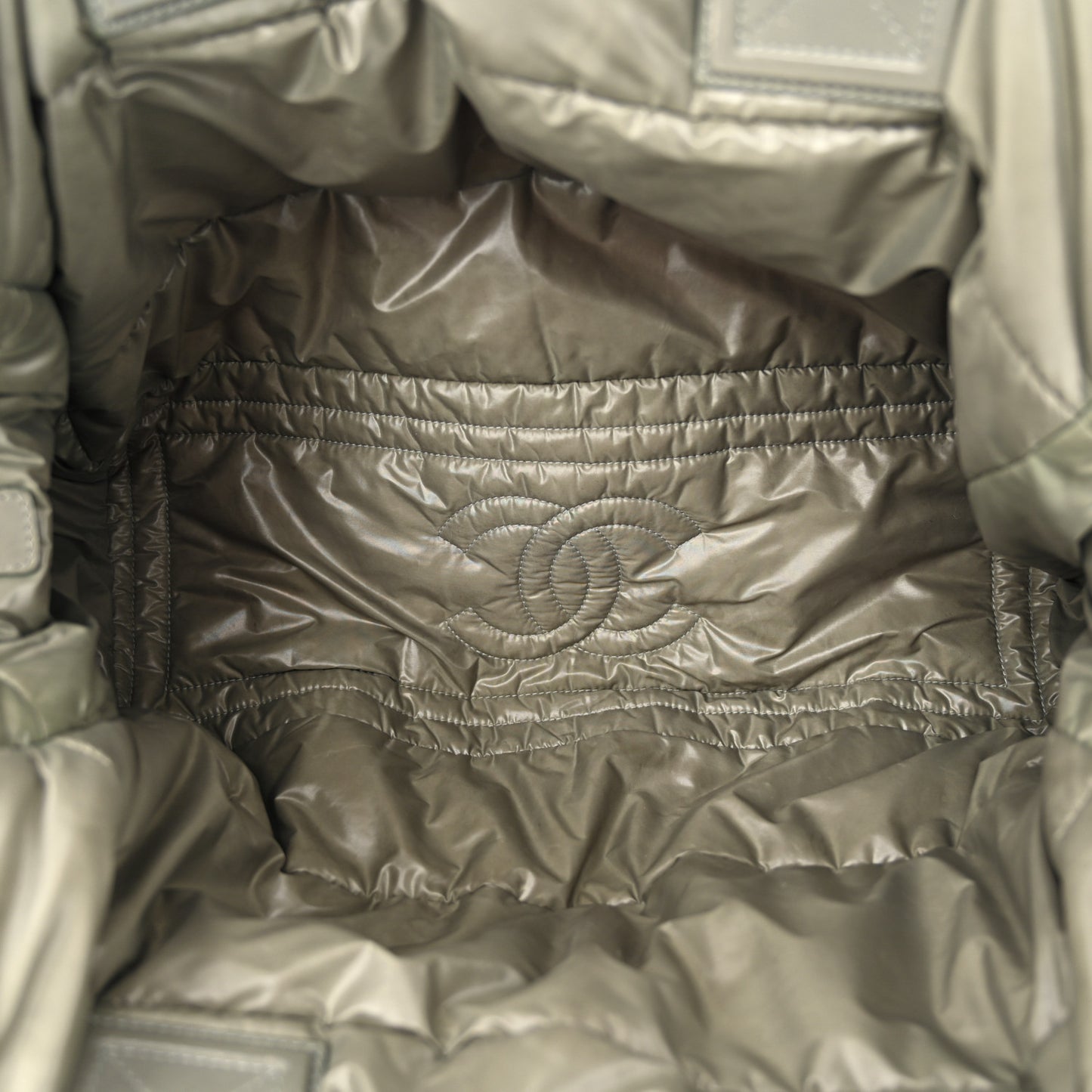 Nylon Quilted Small Coco Cocoon Reversible Tote Gray