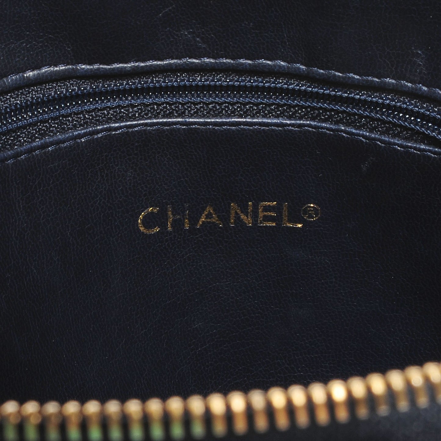 Lambskin Quilted Shoulder Bag Navy Blue