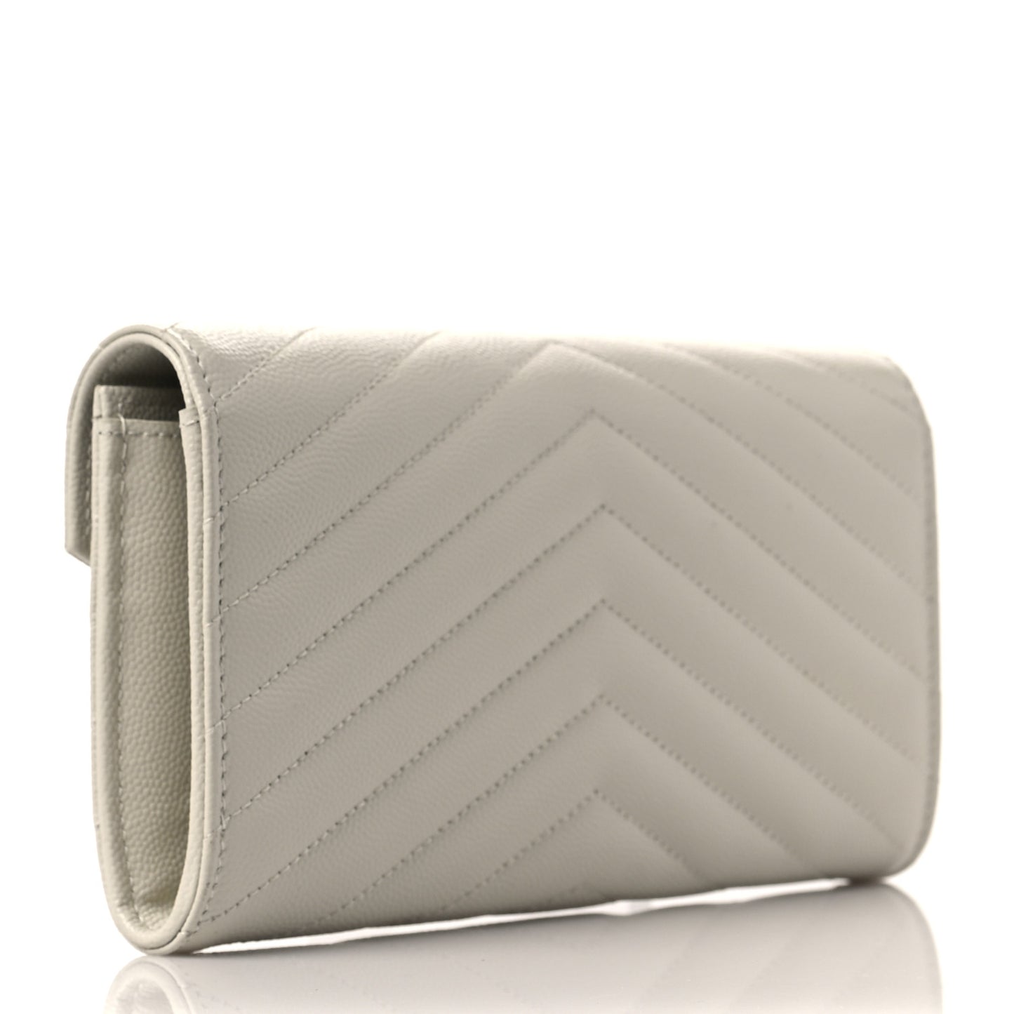 Grain De Poudre Matelasse Chevron Monogram Flap Wallet Crema Soft