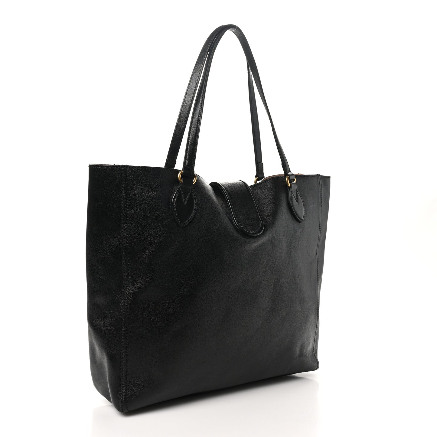 New Sakai Calfskin Lux Medium Dahlia Tote Black