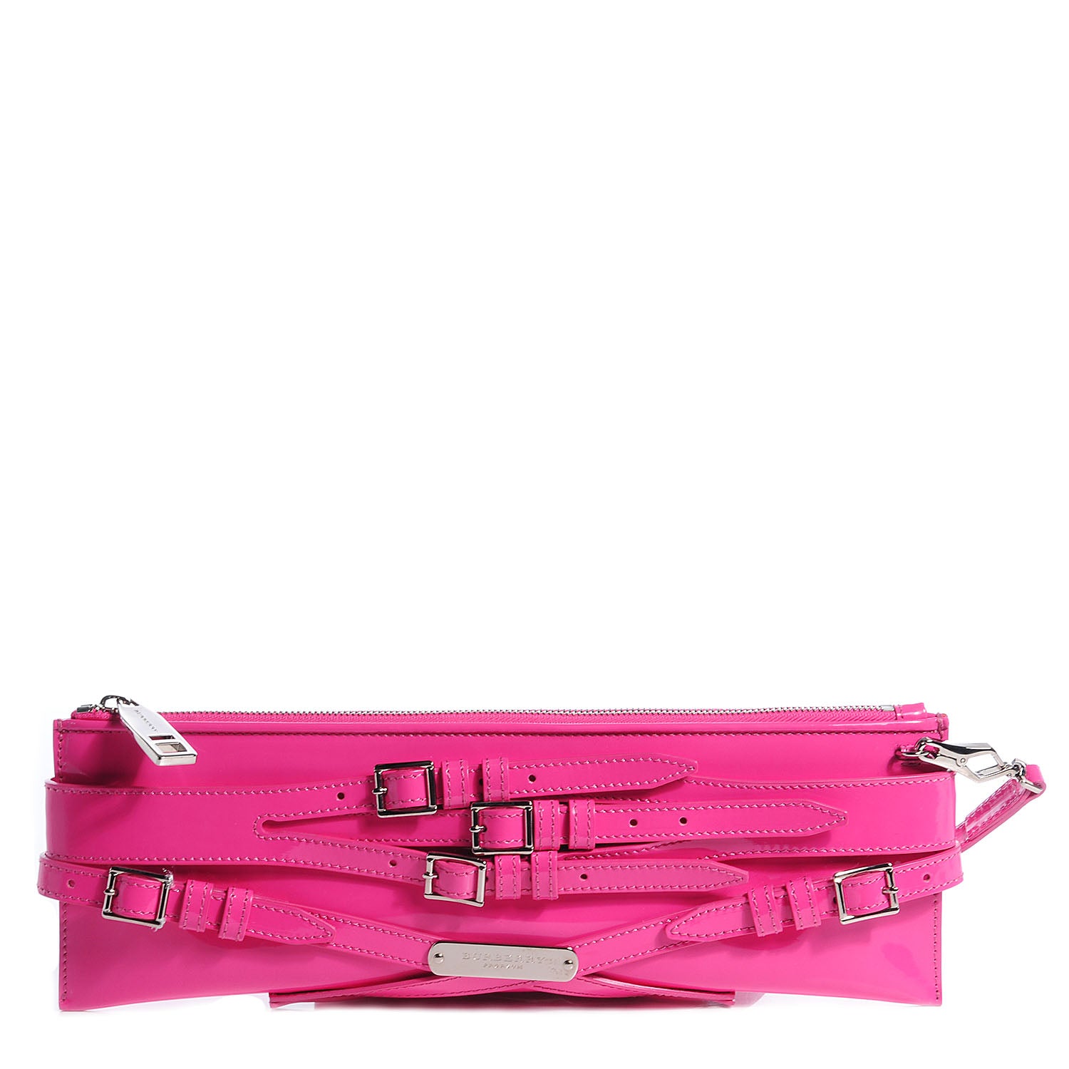 Burberry Patent Bridle Calfskin Parmoor Clutch Bag Pink 1 of 15