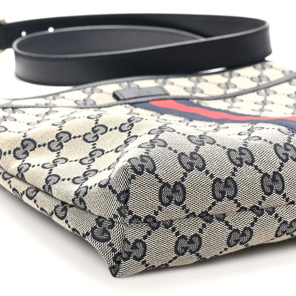 Gucci GG Supreme Monogram Web Flat Messenger Bag Navy 9 of 10