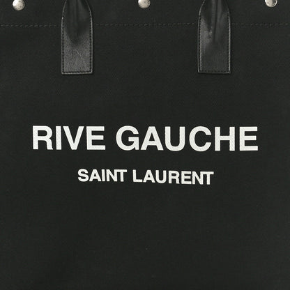 Saint Laurent Linen Calfskin Rive Gauche North South Tote Black 8 of 14