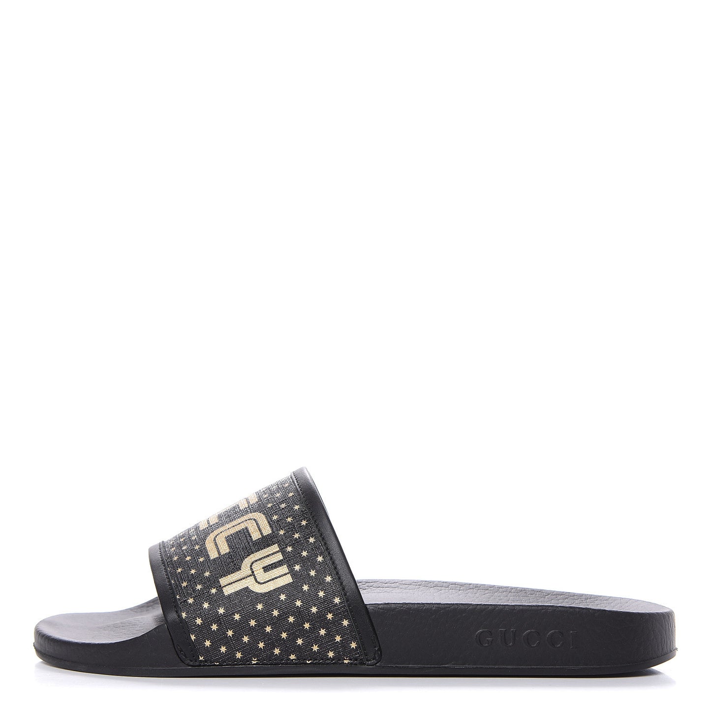 X SEGA Supreme Canvas GUCCY Stars Mens Slide Sandals 9 Black Gold