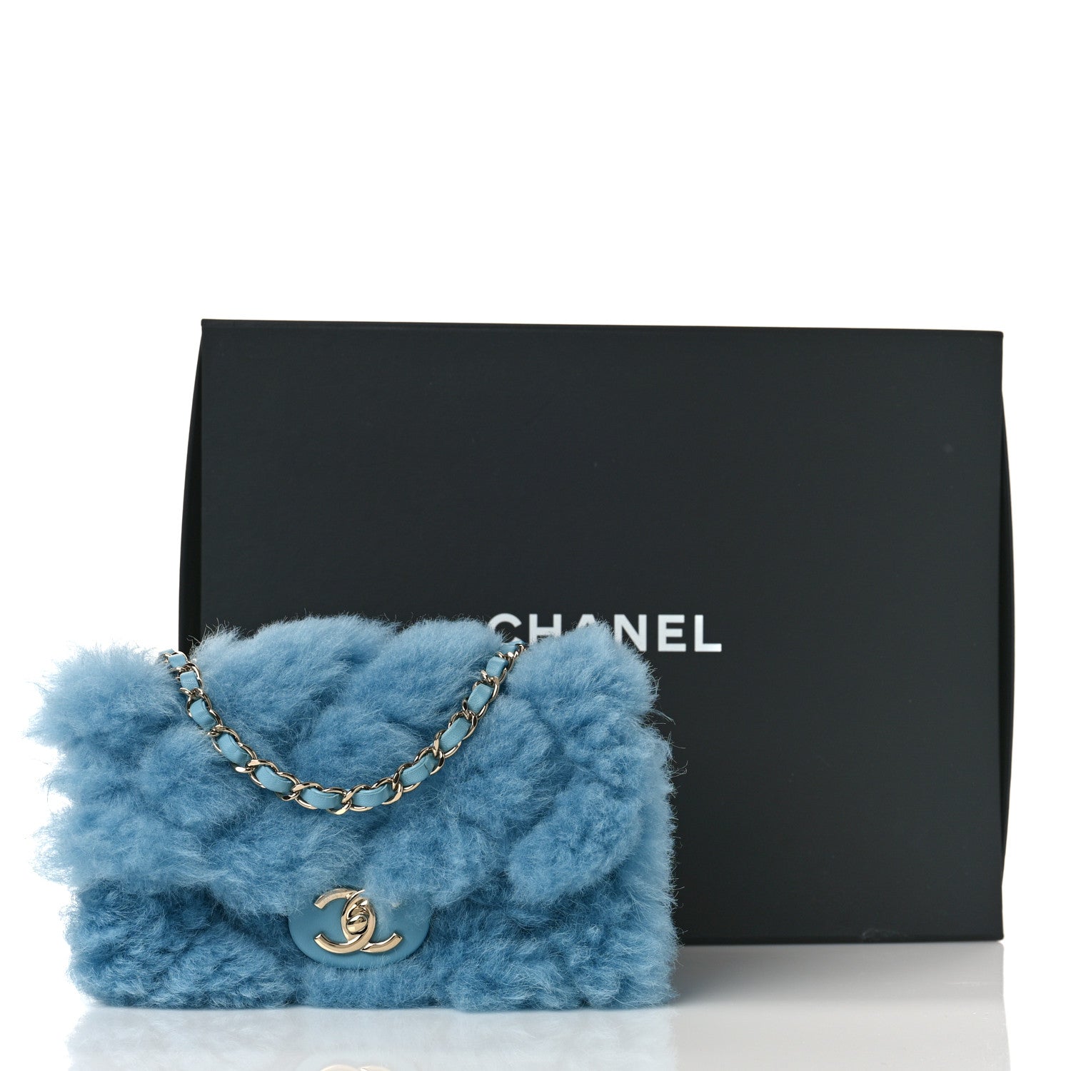 Chanel Shearling Lambskin Quilted Flap Blue 10 of 10