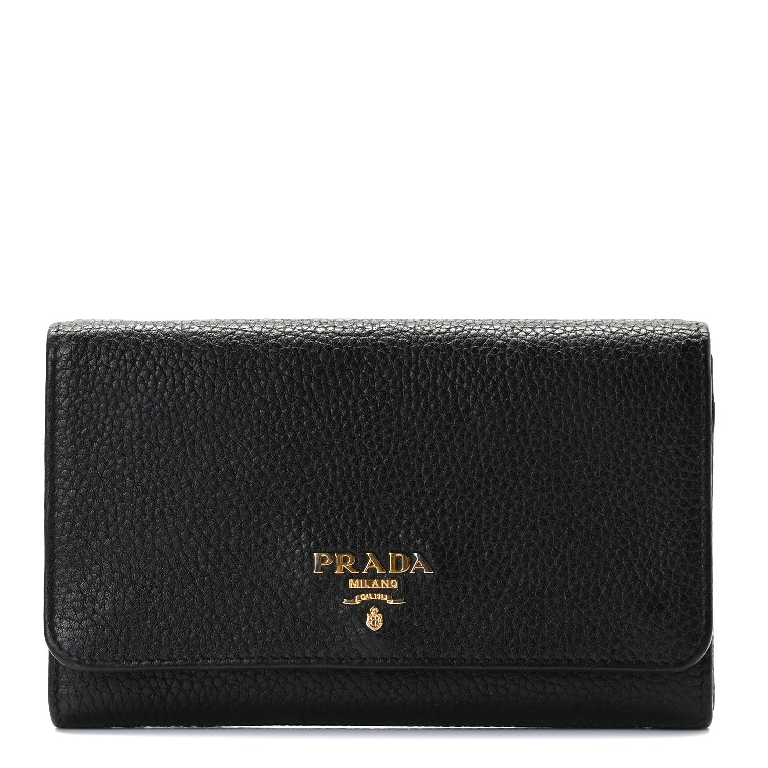 Prada Vitello Grain Wristlet Wallet Black 1 of 8